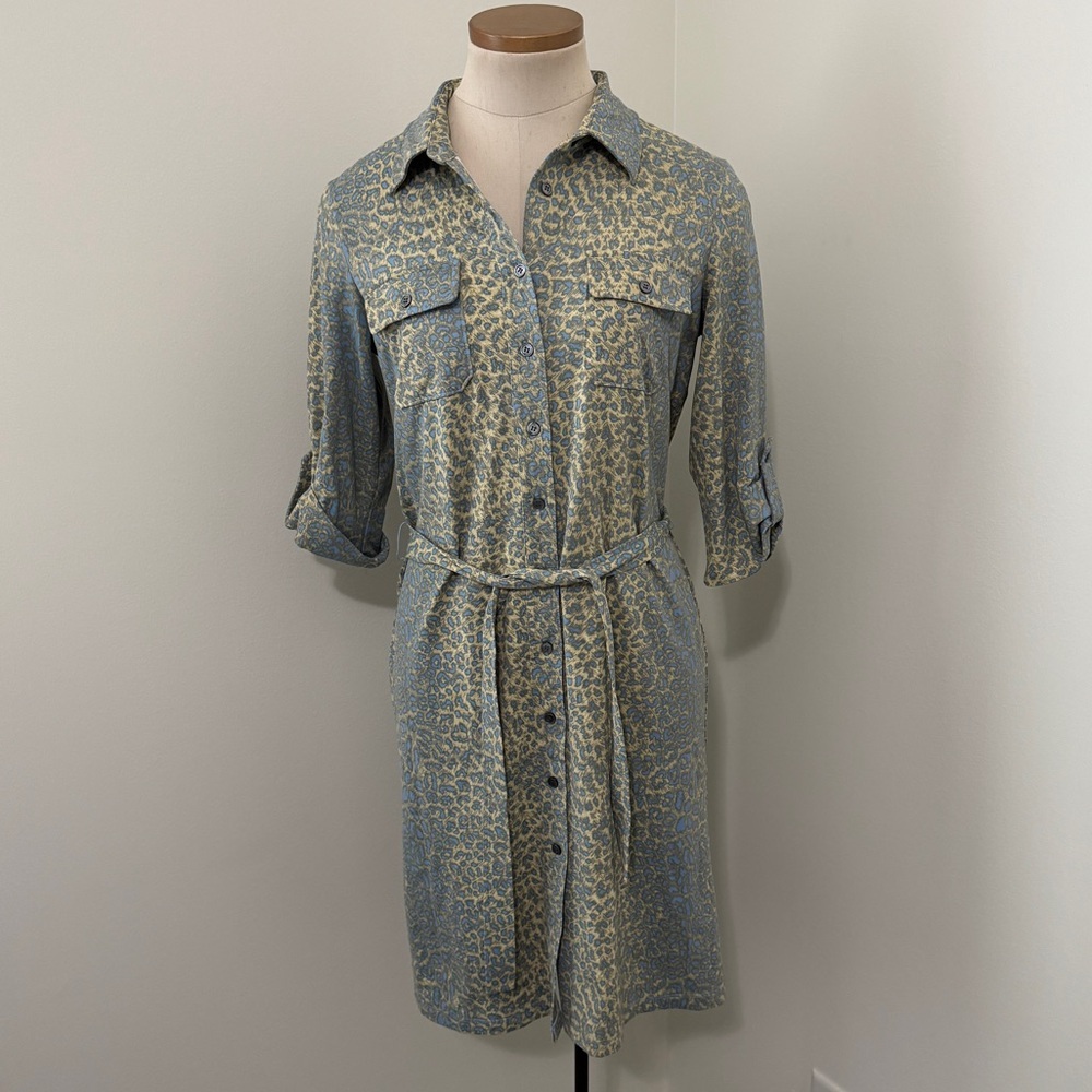 J. McLaughlin Small Catalina Cloth Animal Print Shirt Dress ~ Stretch Classic